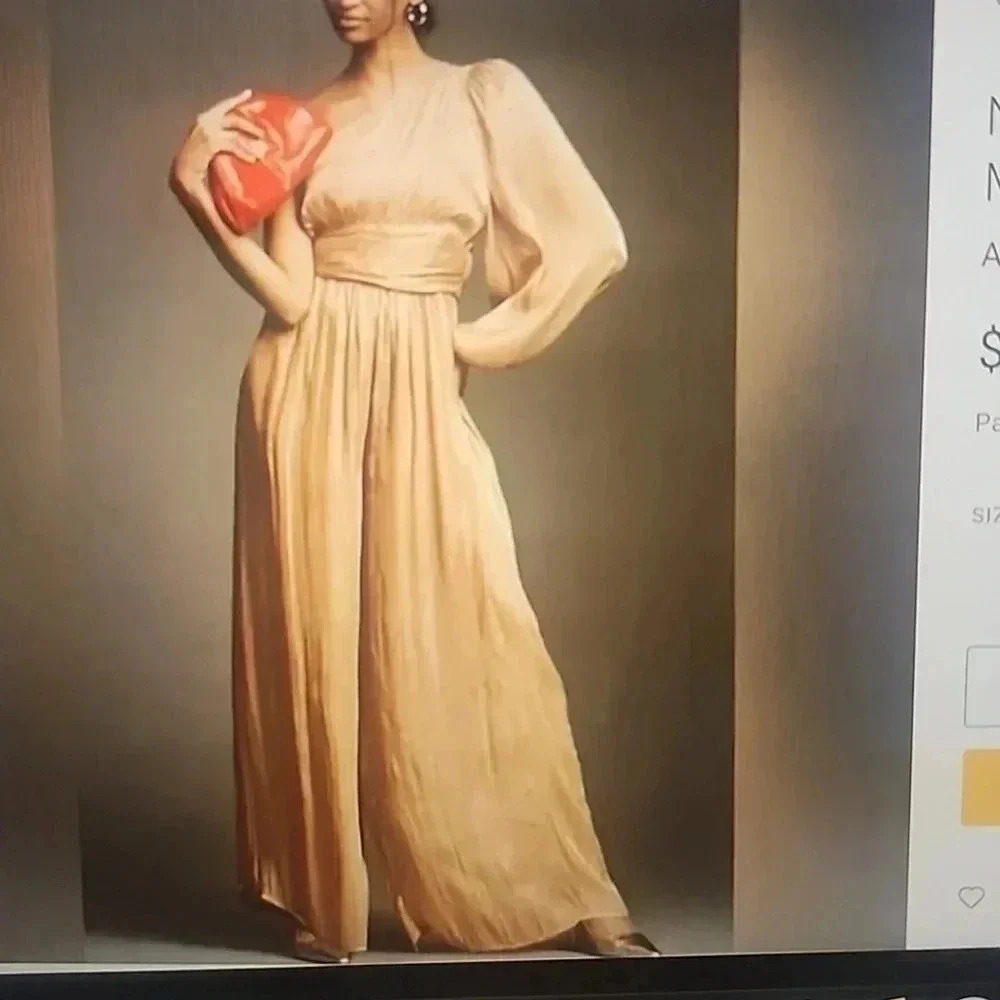 ANTHROPOLOGIE ONE SHOULDER METALLIC JUMPSUIT SIZE 6